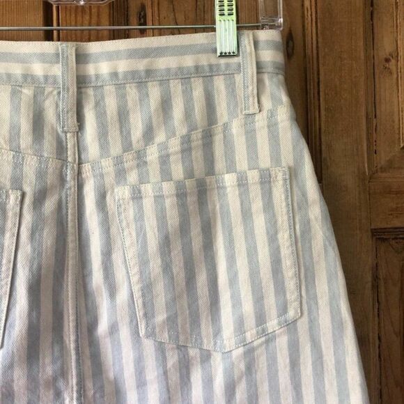 Madewell Size 26 Blue White Striped Denim Skirt Button Fly NWT Coastal New - Picture 6 of 9